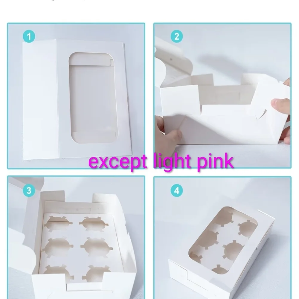 6 Pcs Cupcake Boxes- Light Pink